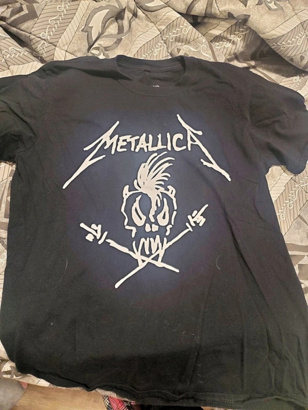 Metallica Mohawk Skull Graphic T-Shirt Black Medium